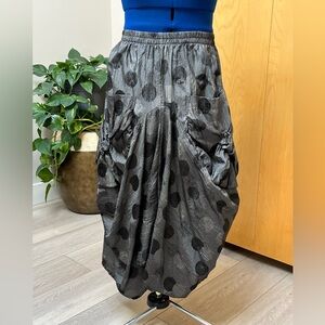 Long skirt polka dot skirt.